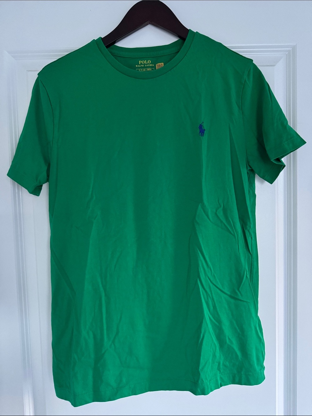 GU Polo Ralph Lauren Blue Logo Green Short Sleeve Shirt S